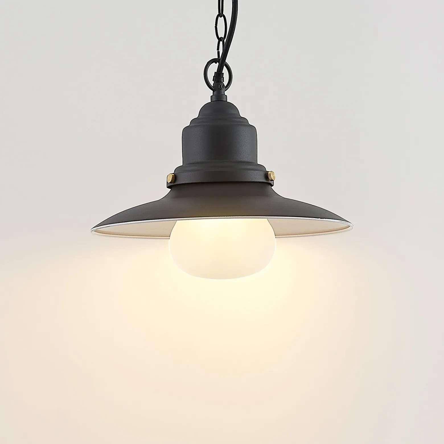 Lindby lámpara colgante exterior Roisin, antracita, metal, Ø 32 cm