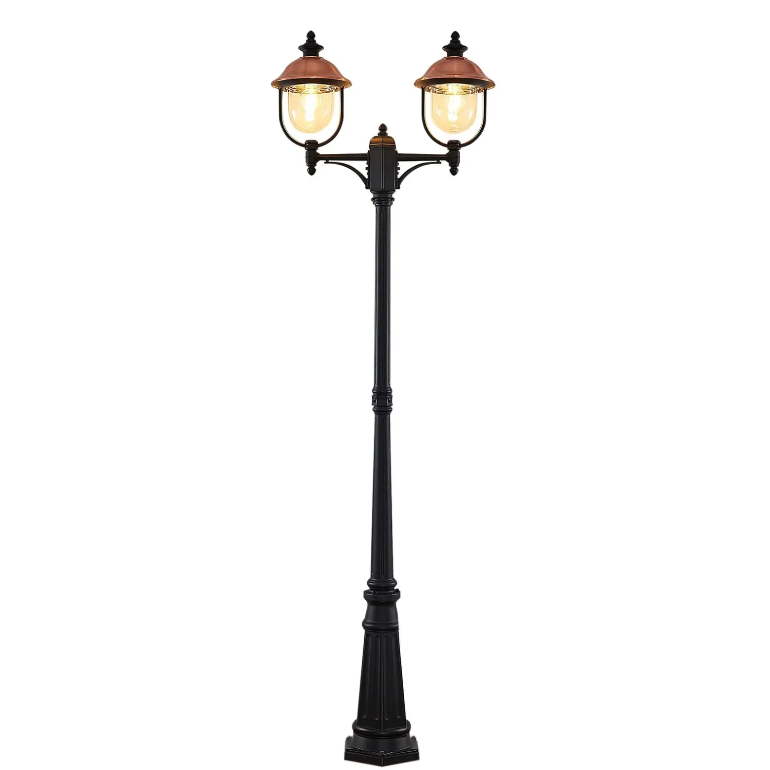 Lindby lámpara de exterior Clint, 225 cm, 2 luces, resistente al agua salada,
