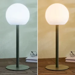 Lindby lámpara de mesa LED Eleia, verde, metal, batería recargable