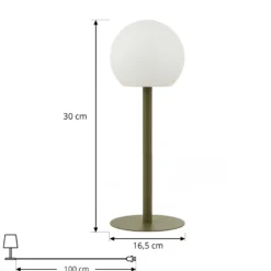Lindby lámpara de mesa LED Eleia, verde, metal, batería recargable
