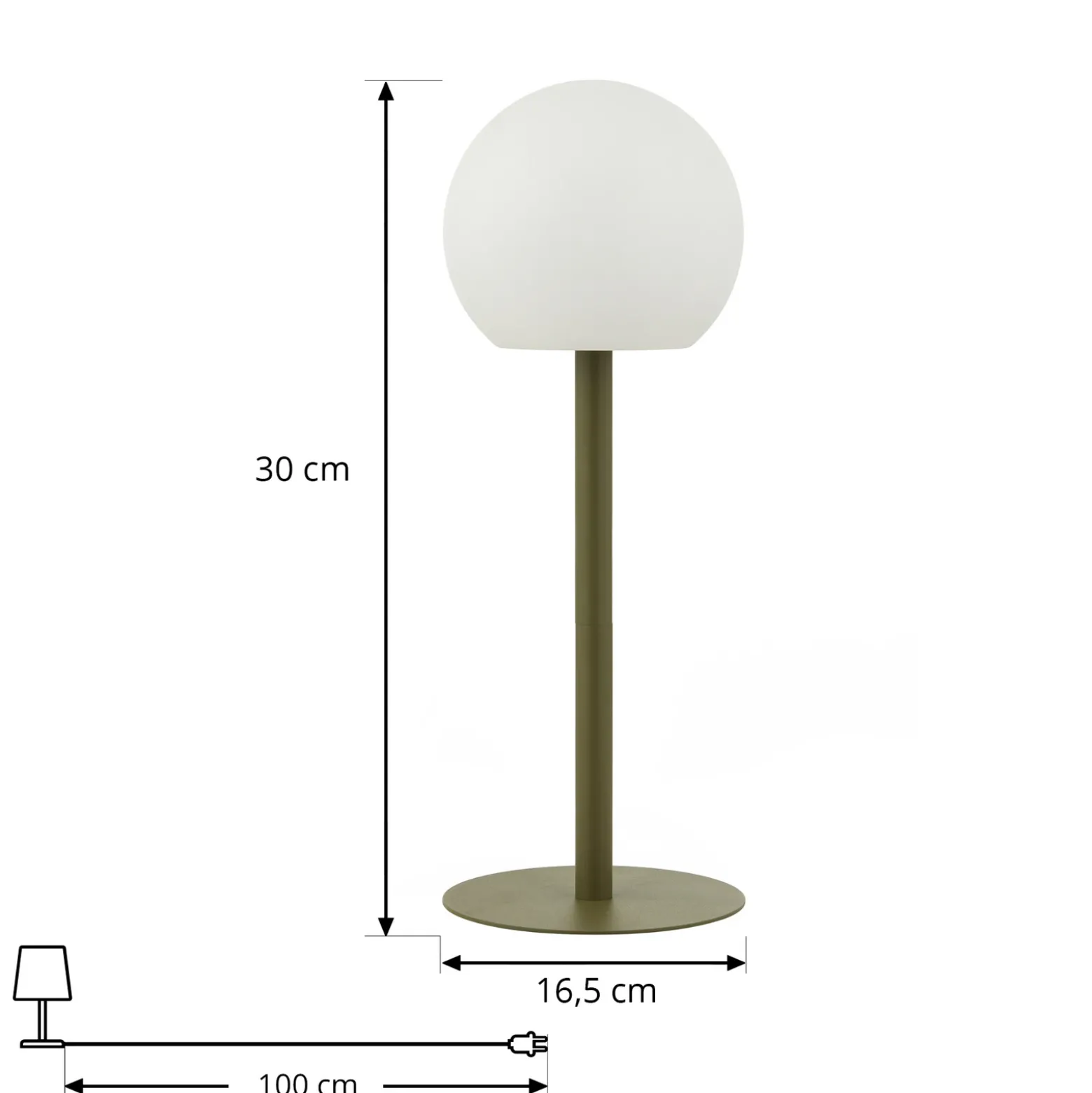 Lindby lámpara de mesa LED Eleia, verde, metal, batería recargable
