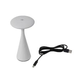 Lindby Lámpara de mesa LED recargable Evelen, blanca, IP54, CCT