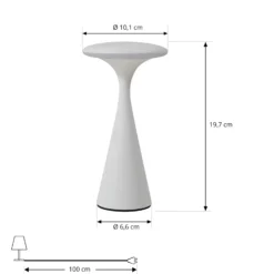 Lindby Lámpara de mesa LED recargable Evelen, blanca, IP54, CCT