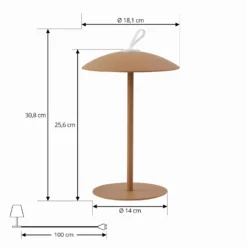 Lindby Lámpara de mesa LED recargable Kanani, marrón, atenuable