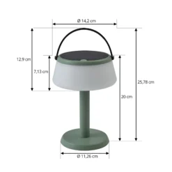 Lindby Lámpara de mesa LED solar Mikkel, verde, atenuable