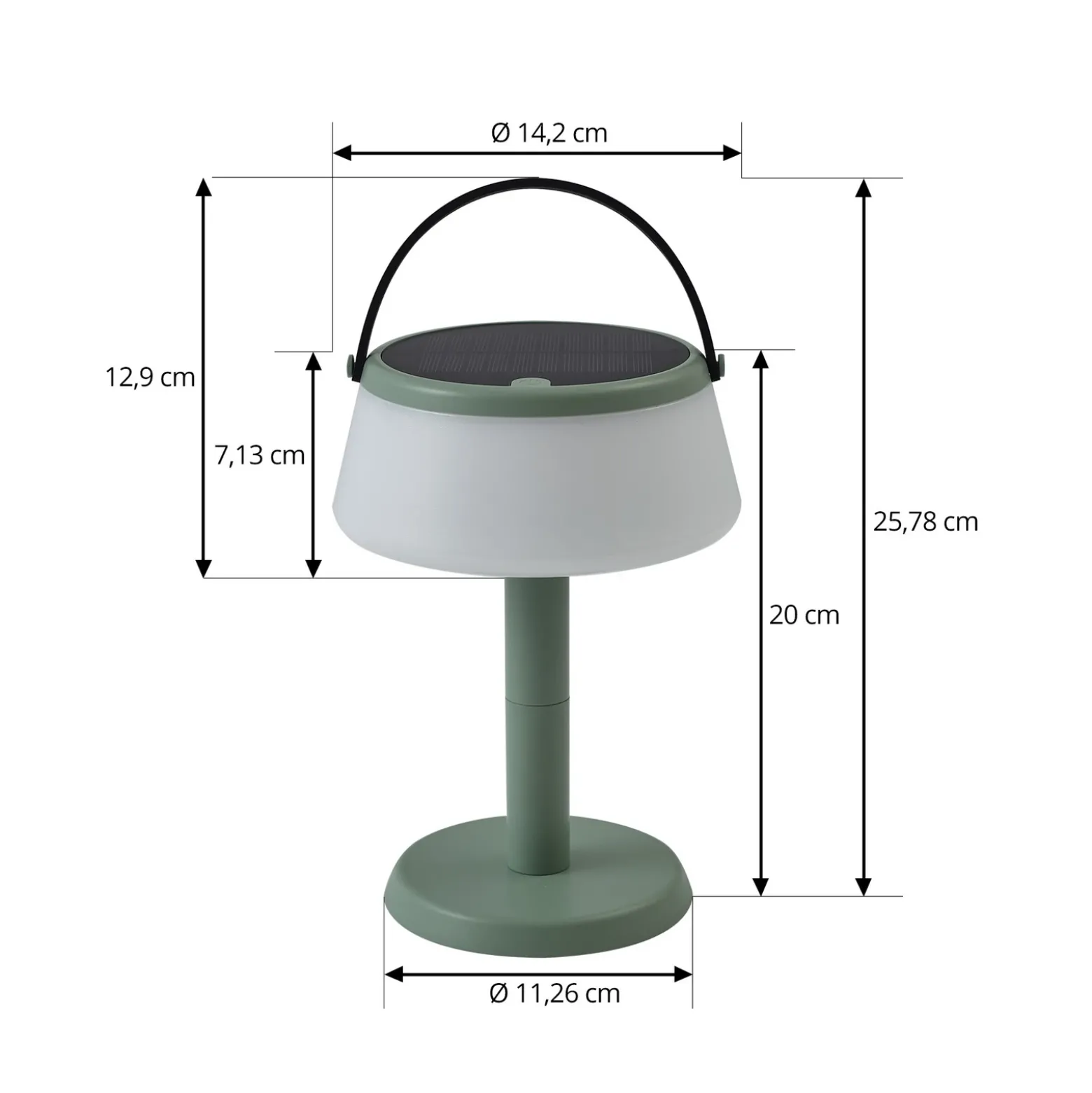 Lindby Lámpara de mesa LED solar Mikkel, verde, atenuable
