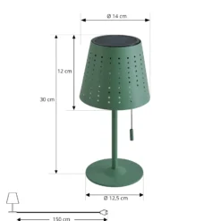 Lindby lámpara de mesa LED solar Hilario, verde, hierro, batería recargable