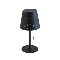 Lindby Lámpara de mesa LED solar Hilario, negra, hierro, batería recargable