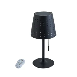 Lindby Lámpara de mesa LED solar Hilario, negra, hierro, batería recargable