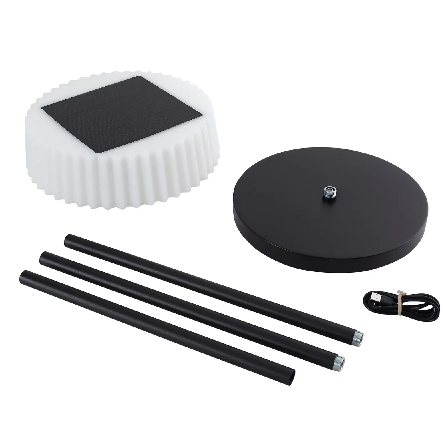 Lindby lámpara de pie LED solar Samine, negra, metal, atenuable