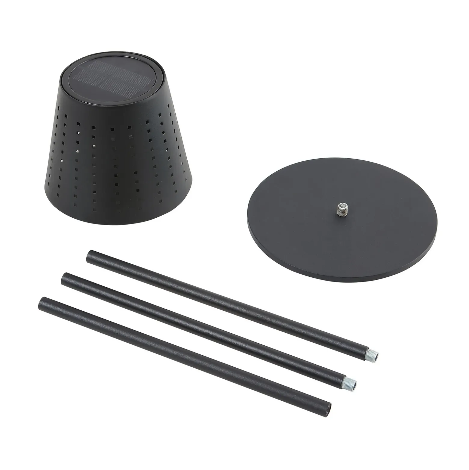 Lindby lámpara de pie LED solar Hilario, negra, hierro, batería recargable