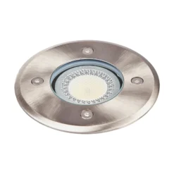 Lindby Lámpara de suelo empotrable Insa, Ø11cm, acero inoxidable, GU10, IP67