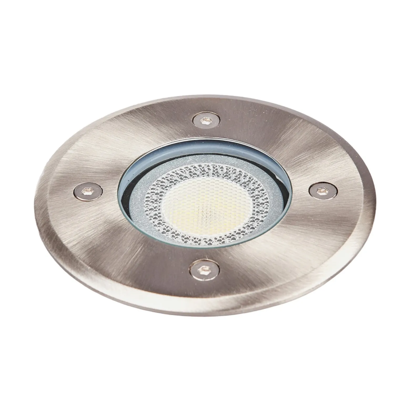 Lindby Lámpara de suelo empotrable Insa, Ø11cm, acero inoxidable, GU10, IP67