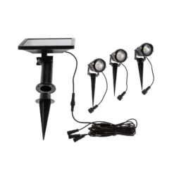 Lindby Lámpara LED con pica Malida, juego de 3, negra