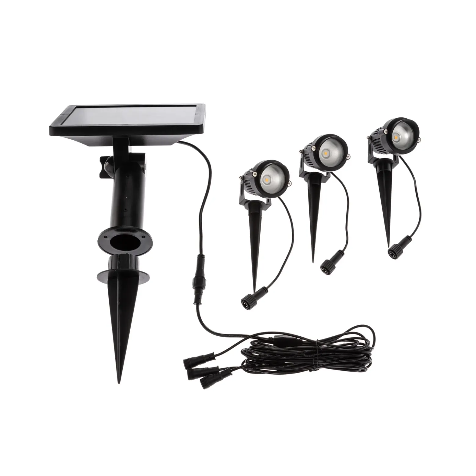 Lindby Lámpara LED con pica Malida, juego de 3, negra
