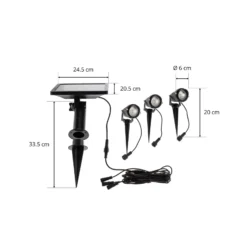 Lindby Lámpara LED con pica Malida, juego de 3, negra