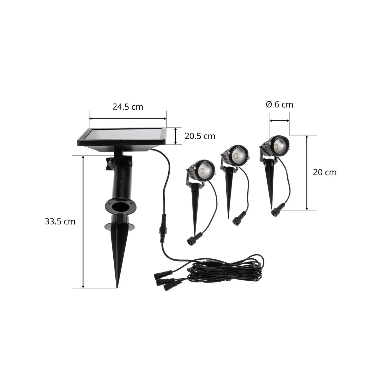 Lindby Lámpara LED con pica Malida, juego de 3, negra