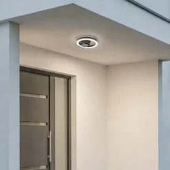 Lindby Lámpara LED de techo para exterior Finian, Ø 22 cm, CCT, atenuable