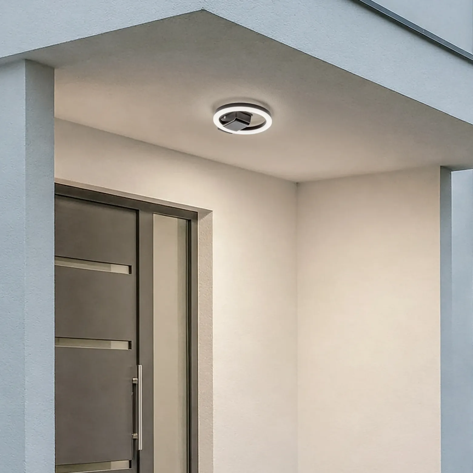 Lindby Lámpara LED de techo para exterior Finian, Ø 22 cm, CCT, atenuable