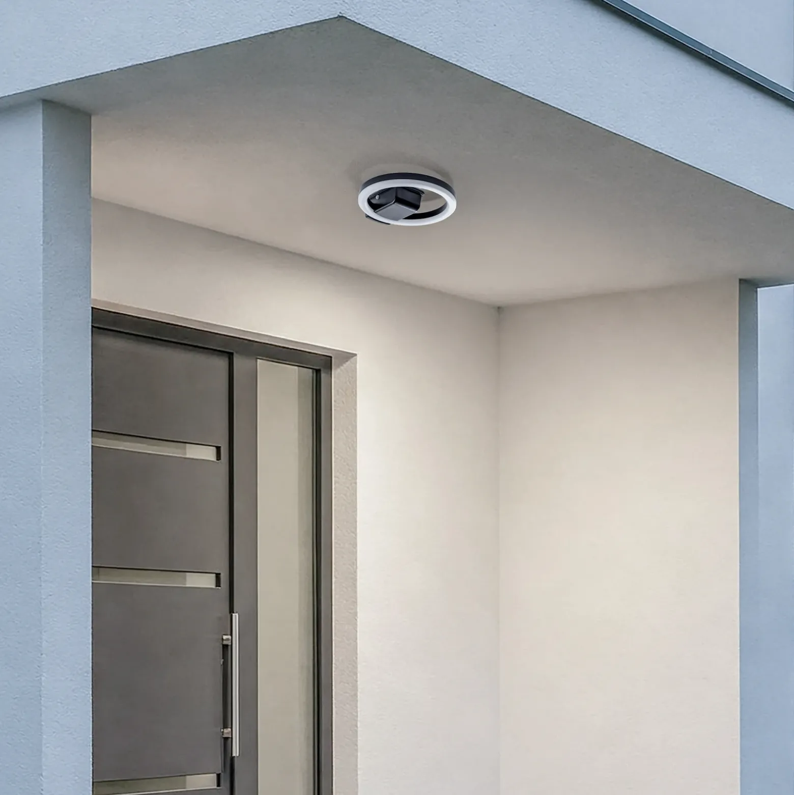 Lindby Lámpara LED de techo para exterior Finian, Ø 22 cm, CCT, atenuable