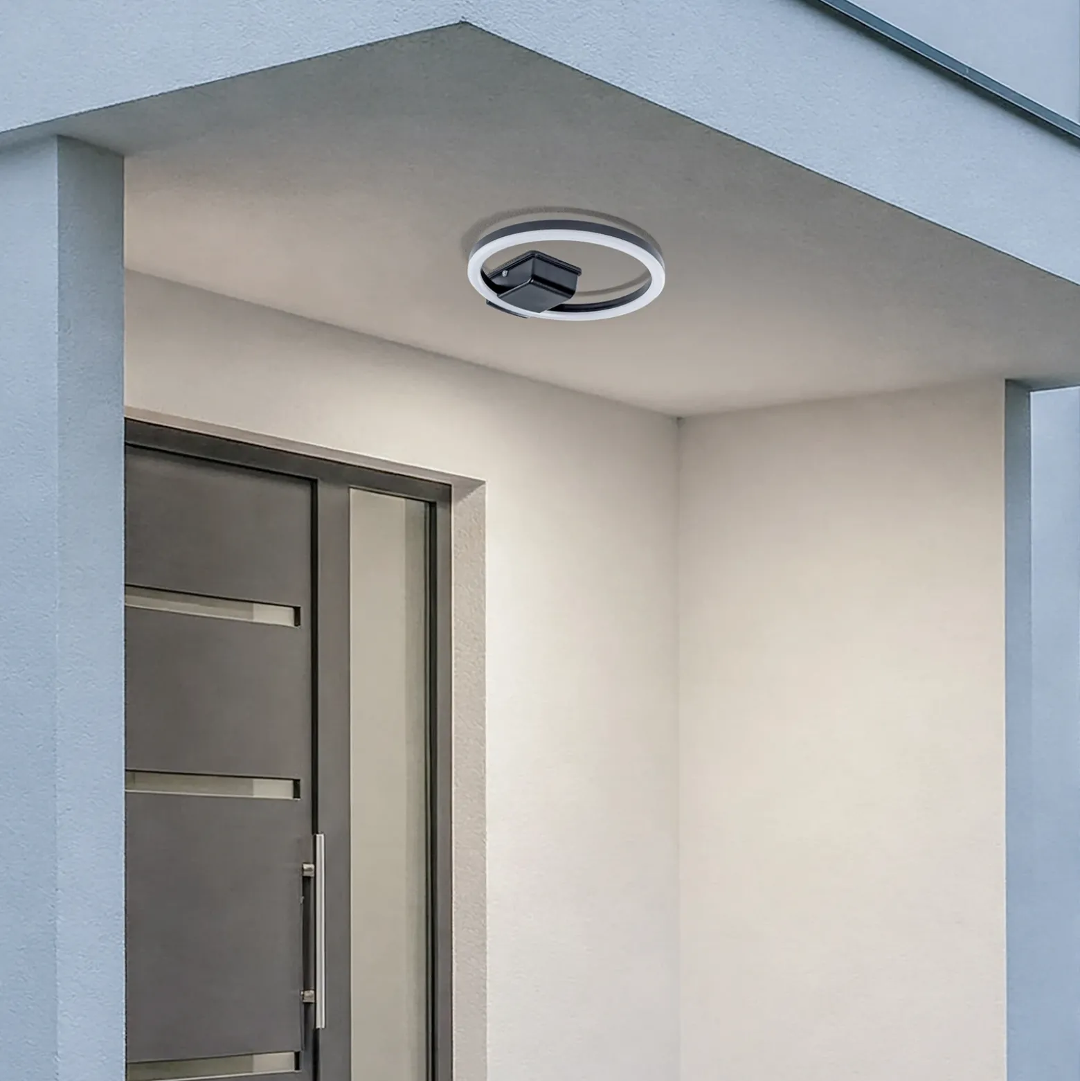 Lindby Lámpara LED de techo para exterior Finian, Ø 31 cm, CCT, atenuable