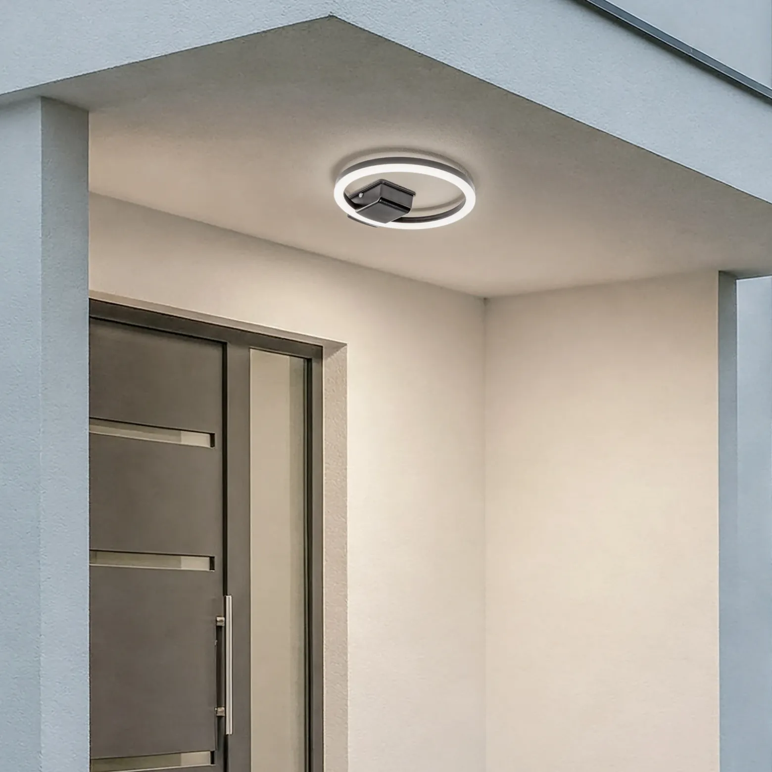 Lindby Lámpara LED de techo para exterior Finian, Ø 31 cm, CCT, atenuable