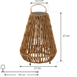 Lindby lámpara LED solar Amaria, ratán, luz, Ø 27 cm