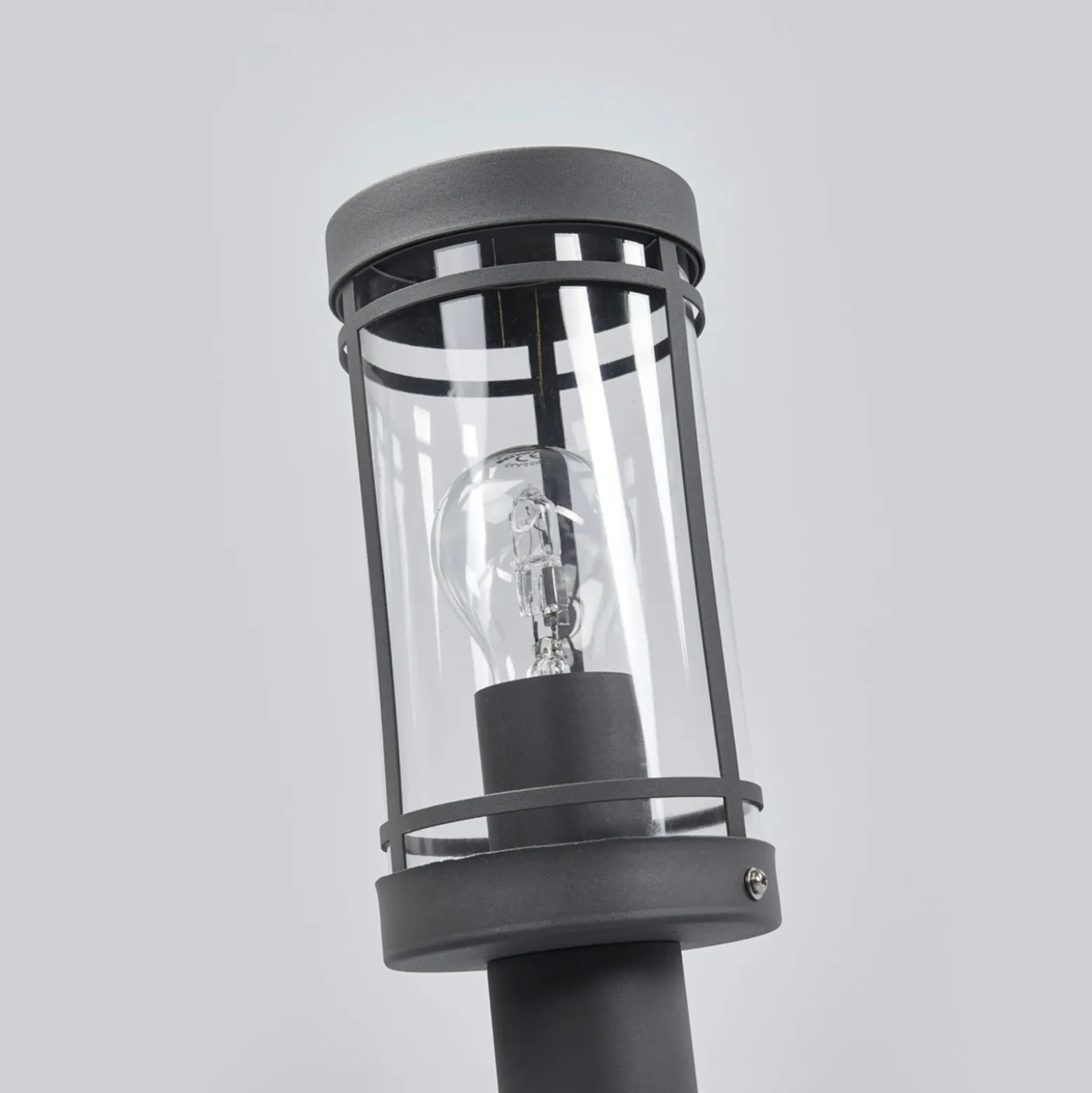 Lindby lámpara sobremuro Djori, 50 cm, antracita, acero inoxidable, E27