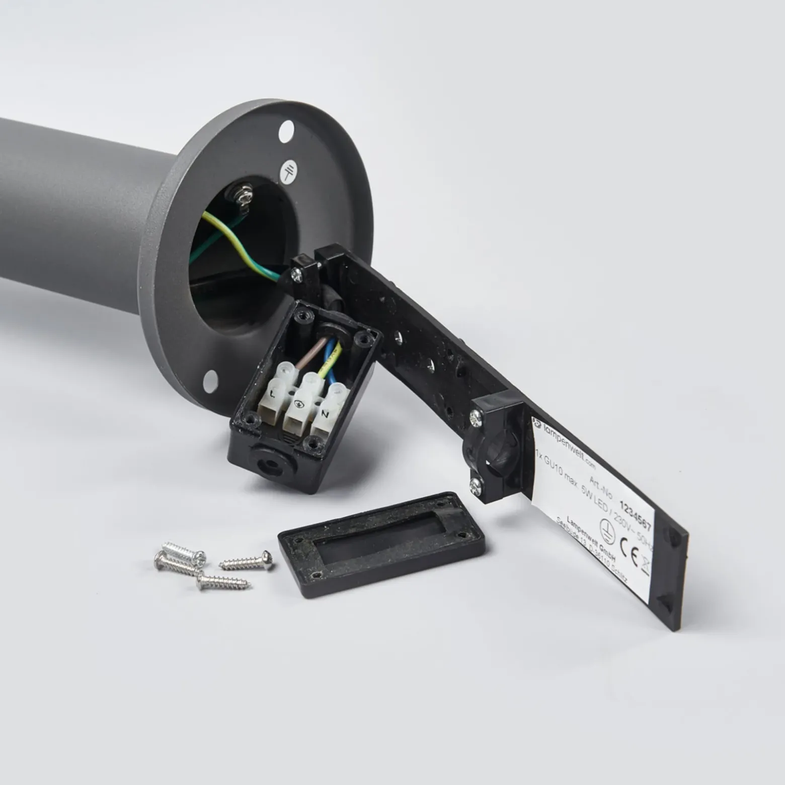 Lindby lámpara sobremuro Djori, 50 cm, antracita, acero inoxidable, E27