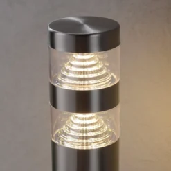 Lindby Lámpara sobremuro LED Lanea, 40 cm, gris, acero inoxidable, IP44