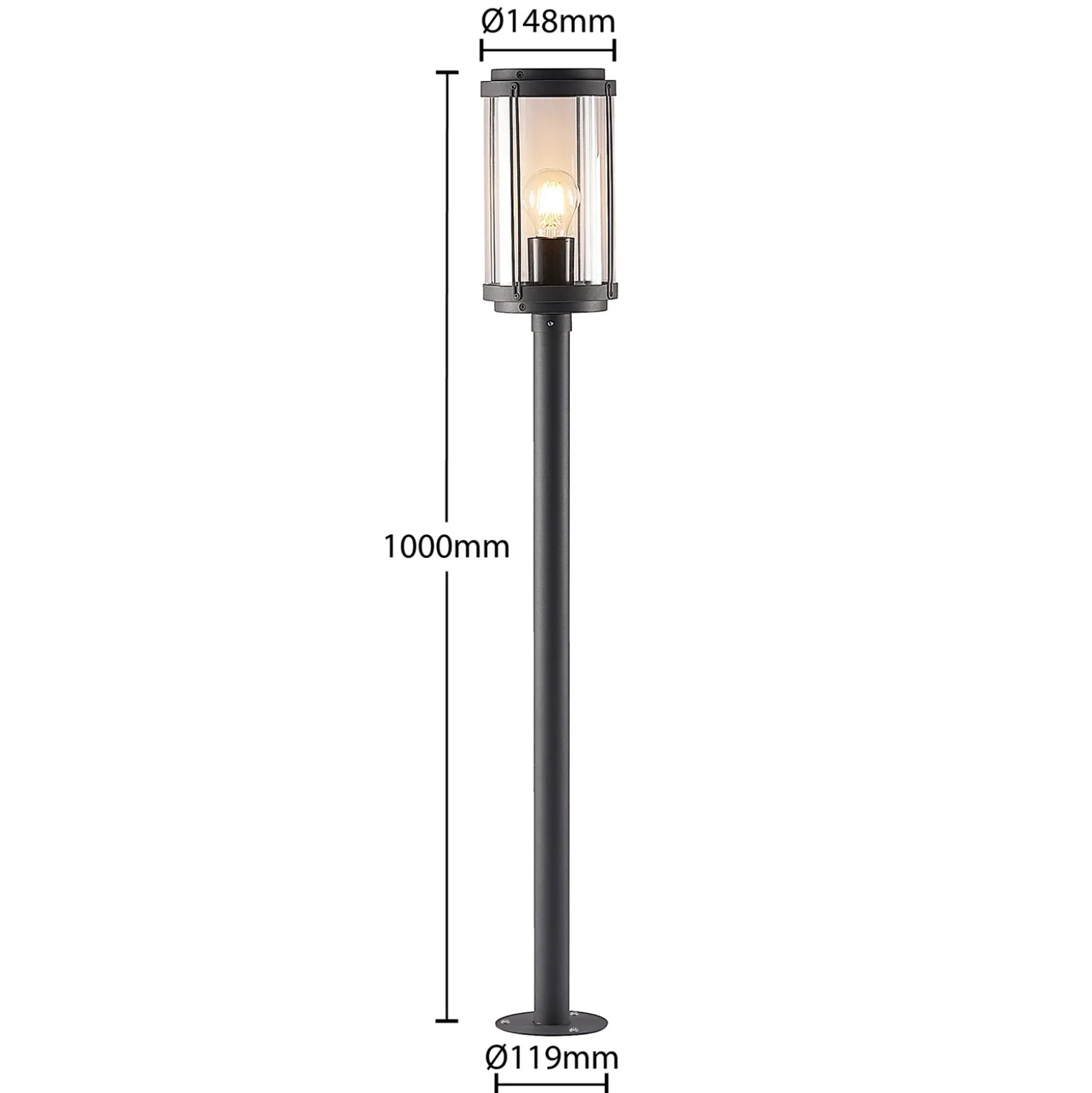 Lindby Ojali bolardo luminoso, redondo, gris oscuro