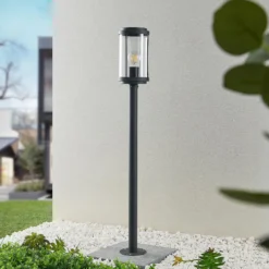 Lindby Ojali bolardo luminoso, redondo, gris oscuro