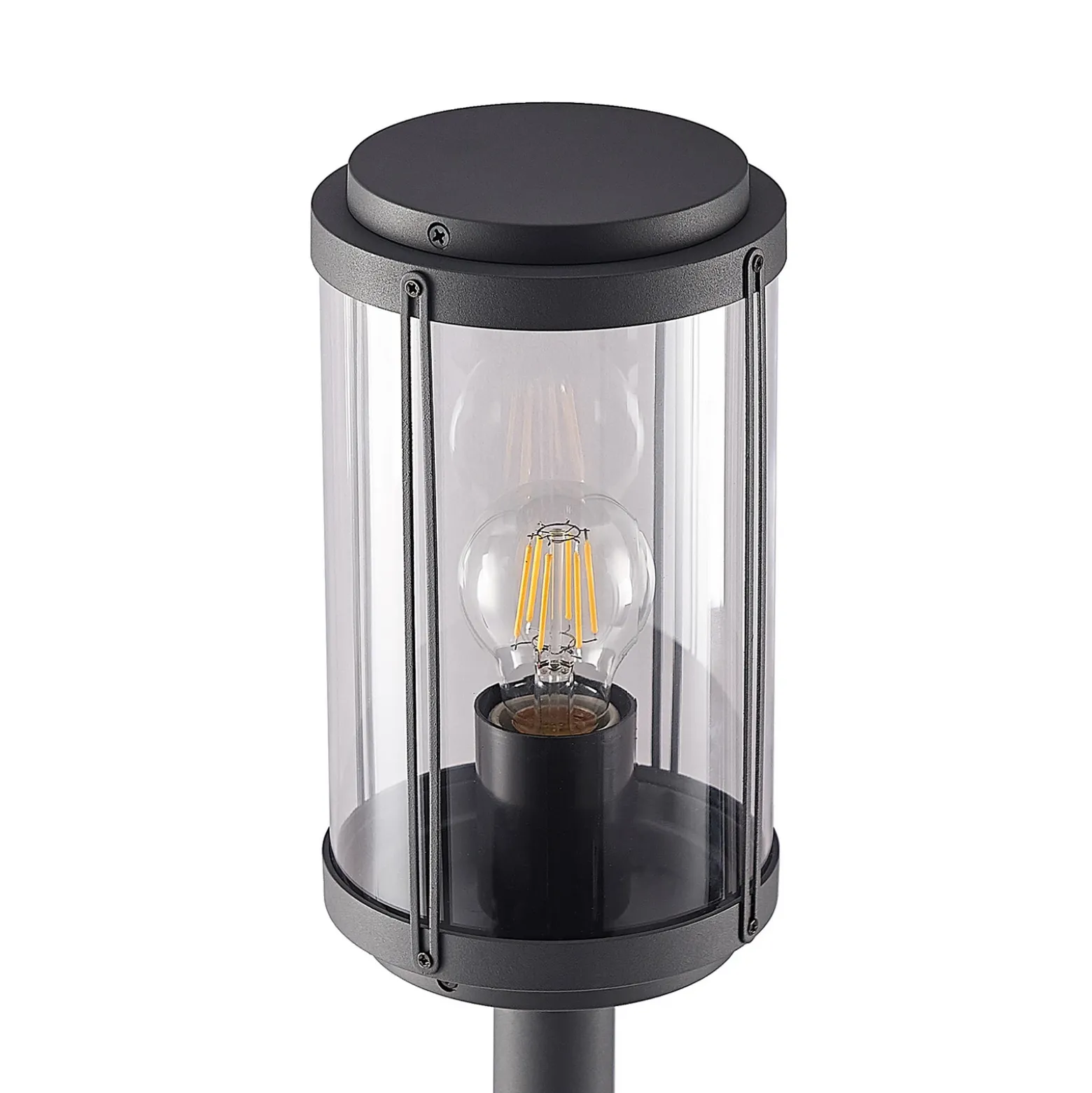 Lindby Ojali bolardo luminoso, redondo, gris oscuro