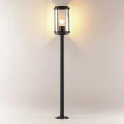 Lindby Ojali bolardo luminoso, redondo, gris oscuro
