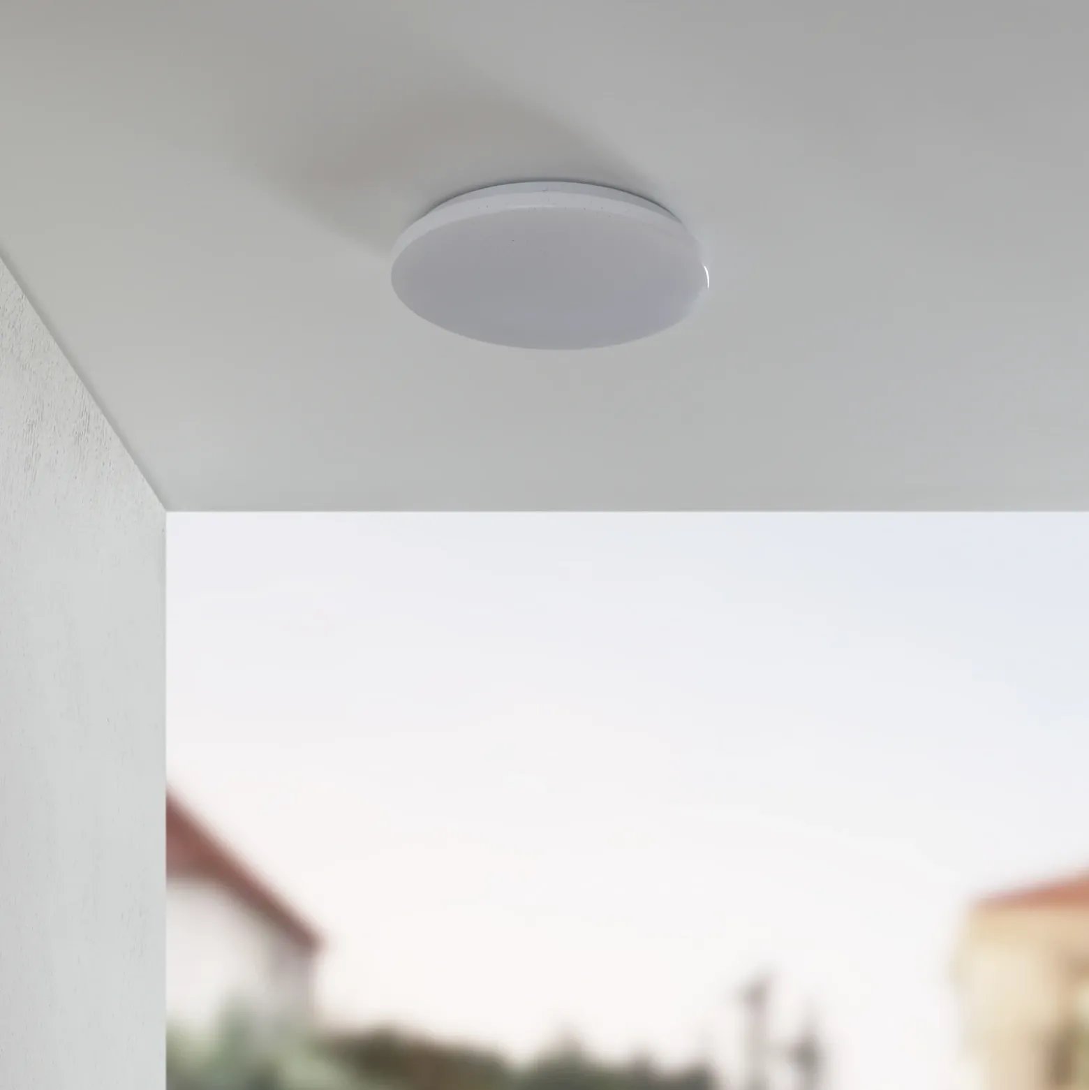 Lindby Plafón para exterior Astera, blanco, 3.000 K, Ø 33 cm