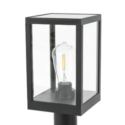 Lindby Relto, bolardo luminoso LED para caminos, sensor, pica para clavar en el