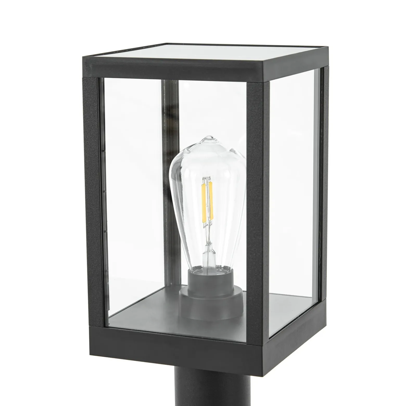 Lindby Relto, bolardo luminoso LED para caminos, sensor, pica para clavar en el