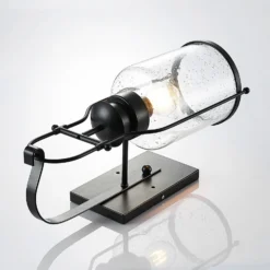 Lindby Rozalie aplique de pared, negro, metal, farol, 44cm