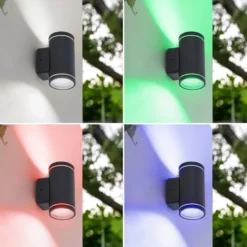 Lindby Smart aplique LED para exterior Valtin CCT RGB Tuya IP54