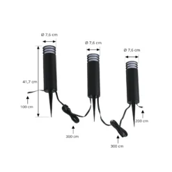 Lindby Smart baliza LED Kaelo, CCT, RGB, Tuya, 3er