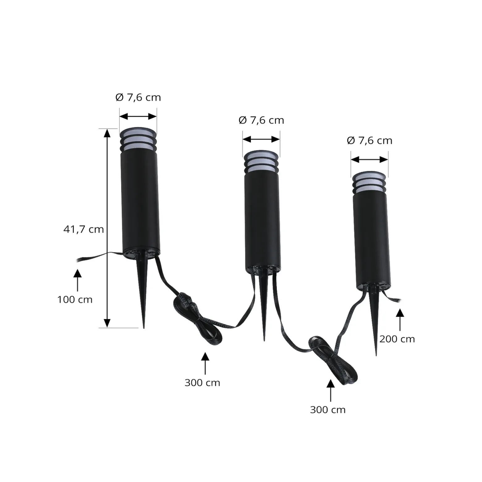 Lindby Smart baliza LED Kaelo, CCT, RGB, Tuya, 3er