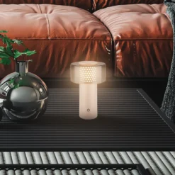 Linterna LED recargable Brilo unplugged Gila, antracita/beige, 21 cm