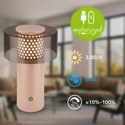 Linterna LED recargable Brilo unplugged Gila, antracita/beige, 21 cm