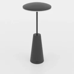 Linterna LED recargable Piccola, negra, altura 28 cm, metal, IP54