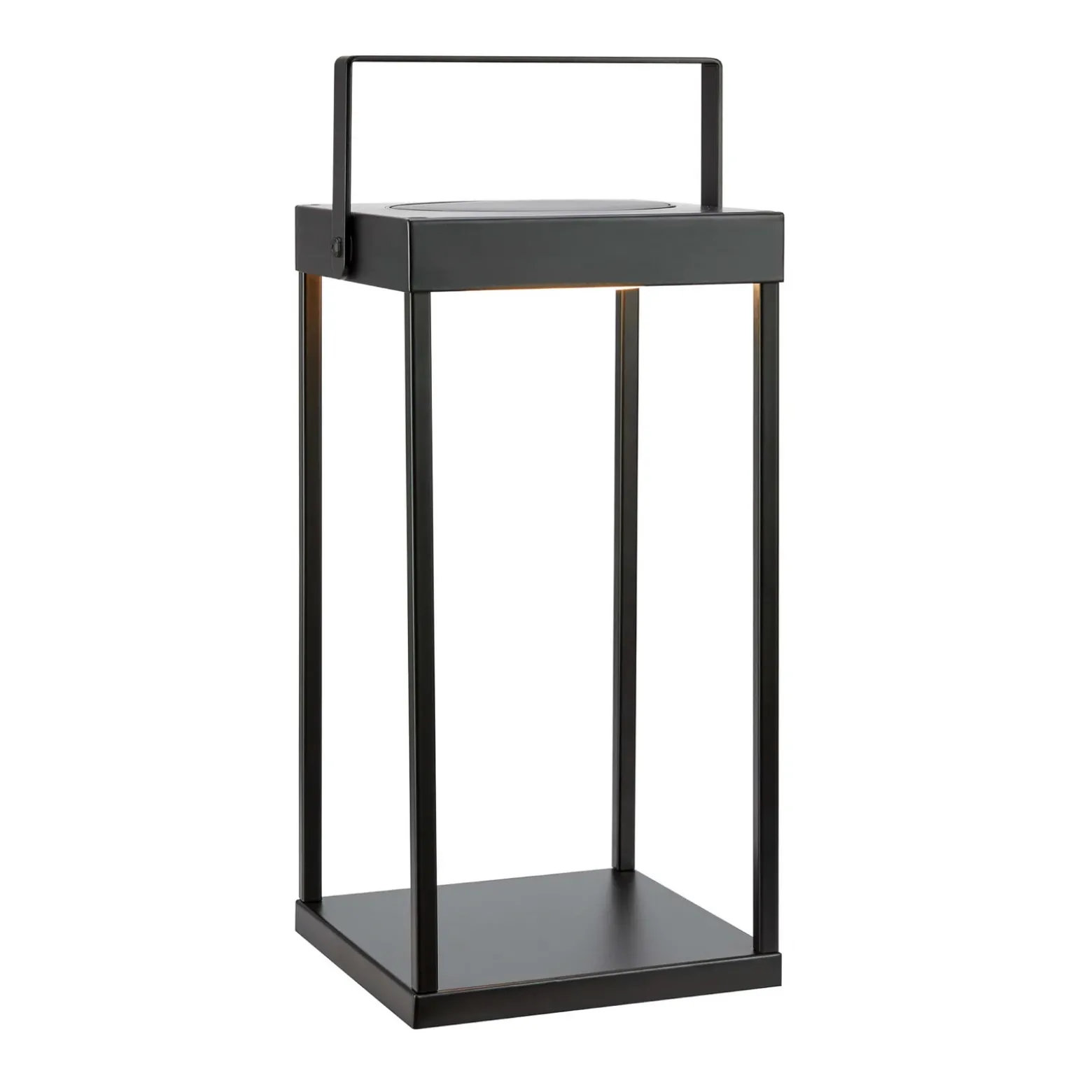 Linterna solar LED PURE, negra, USB, metal, altura 42 cm