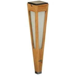 Linterna solar Tecka LED con sensor, 52 cm, teca