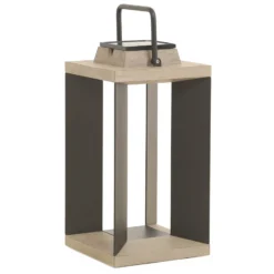 Linterna solar Teckalu, aluminio negro, 45,5 cm