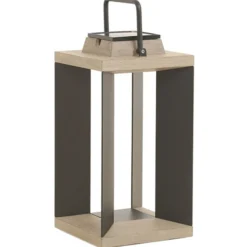 Linterna solar Teckalu, aluminio negro, 45,5 cm
