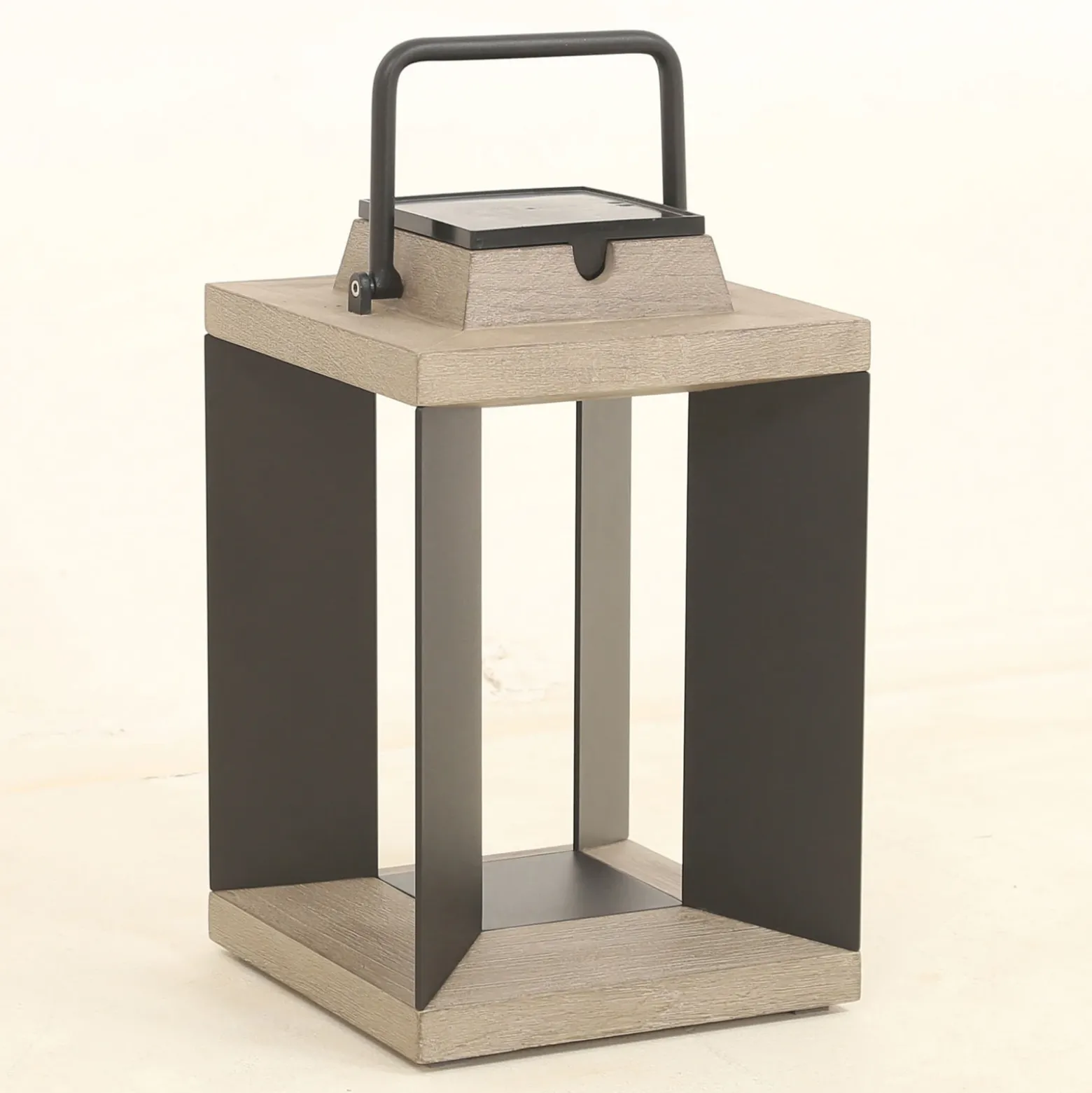 Linterna solar Teckalu, aluminio negro, 36,5 cm