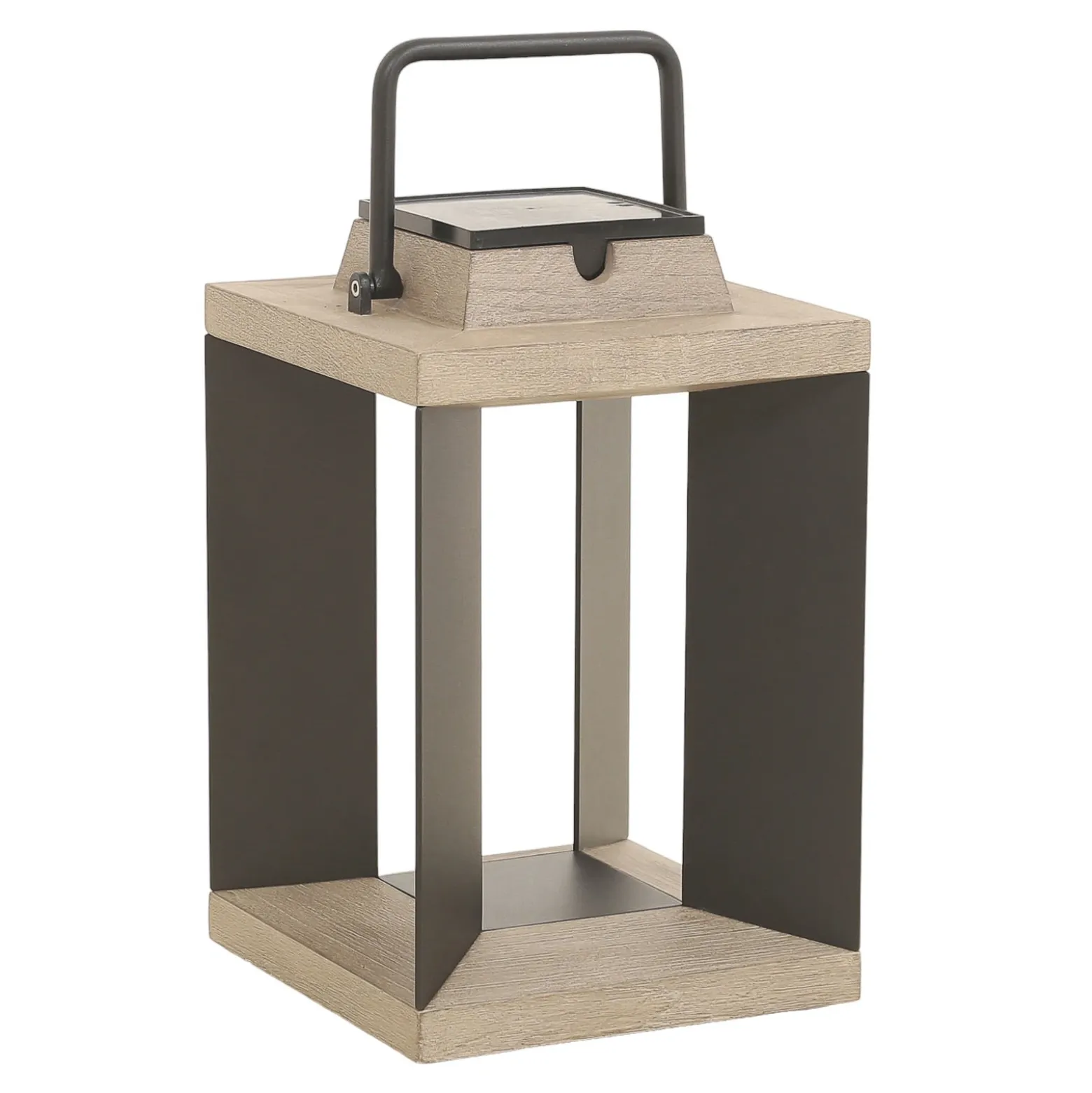 Linterna solar Teckalu, aluminio negro, 36,5 cm